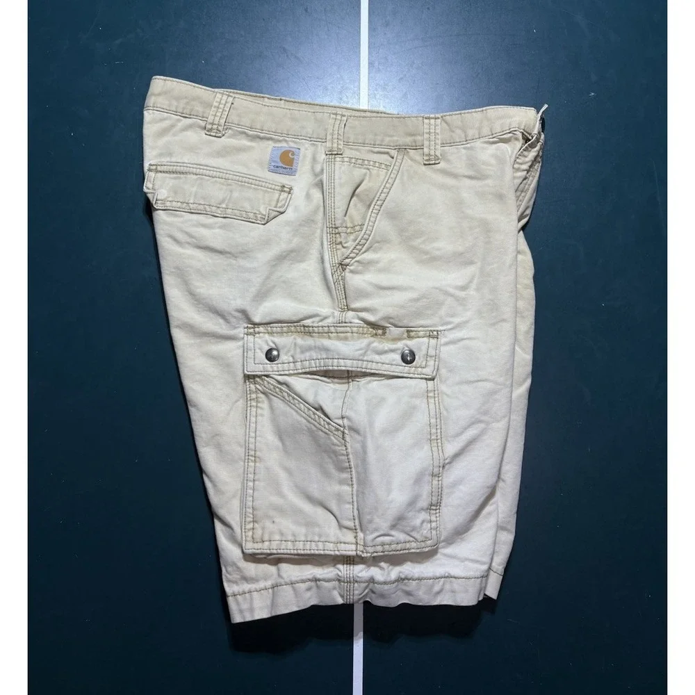 Carhartt Relaxed‎ Fit Cotton Canvas Cargo Shorts Mens 34 White Faded Pockets